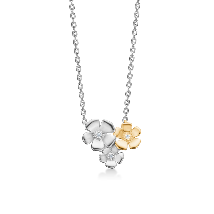 Mads Z Fleur Halskæde i Sølv & Guld med Diamanter – 2121109