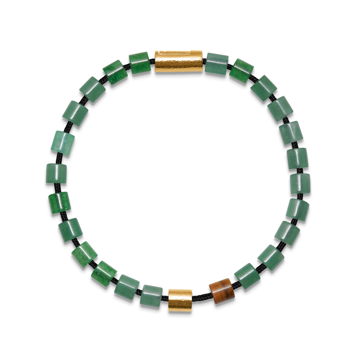 Mads Z Black Sun Crocodile Bay Armbånd - Grøn jade & Tigerøje – 5759003-001