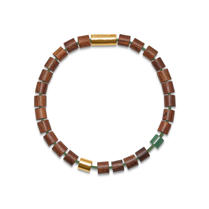 Mads Z Black Sun Green Bay Armbånd - Grøn jade & Træperler – 5759014-001