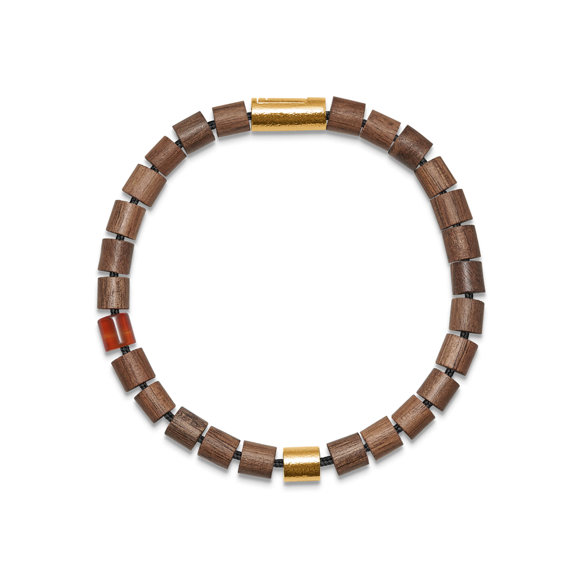 Mads Z Black Sun Organic Bay Armbånd - Rød Agat & Træperler – 5759016-001