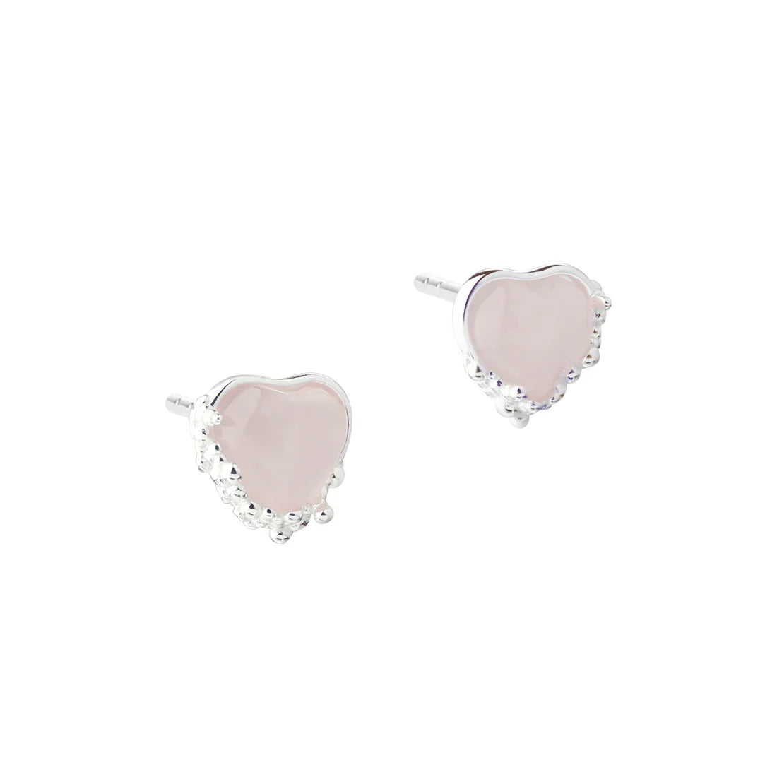 Aqua Dulce Grace Heart Ørestikker – Sølv Ørestikker med Rosakvarts – 6848