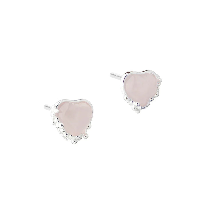 Aqua Dulce Grace Heart Ørestikker – Sølv Ørestikker med Rosakvarts – 6848