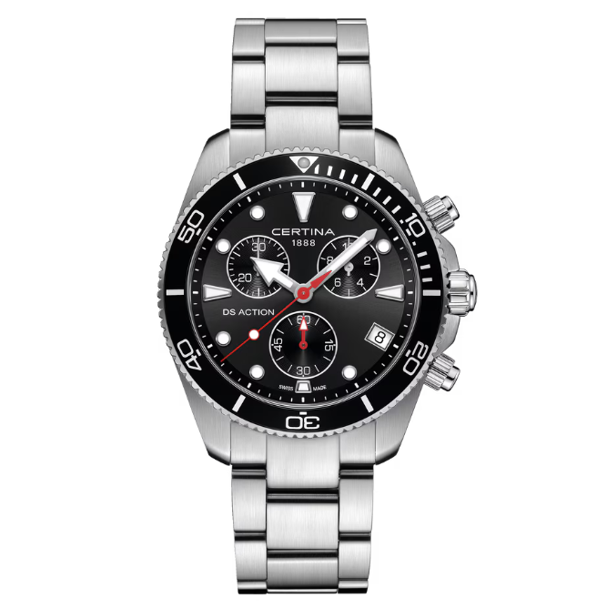 Certina DS Action Chrono - 42 mm musta kellotaulu – C0484171105100