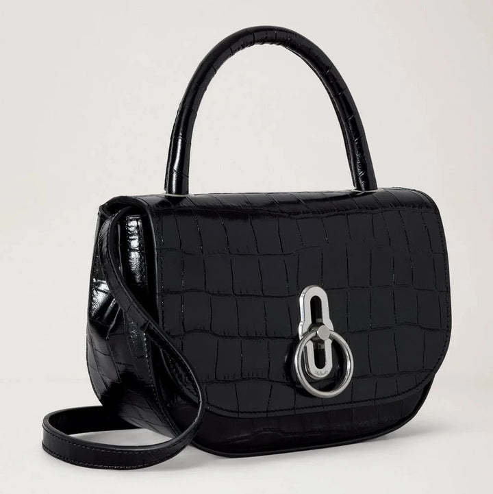 Mulberry Small Amberley Top Handle Black Shiny Small Croc – produktbillede 2
