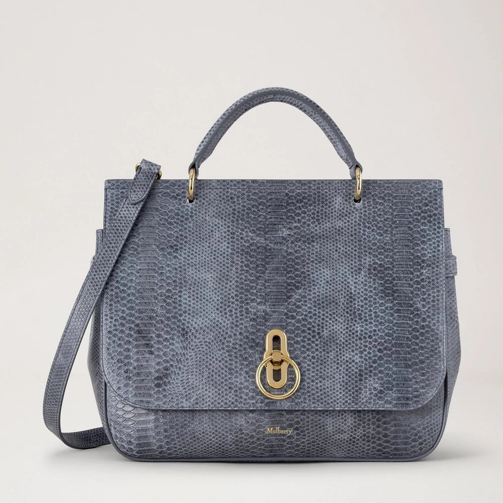 Mulberry Large Amberley Top Handle Foggy Grey Waxed Snake Print – tuotekuva 5