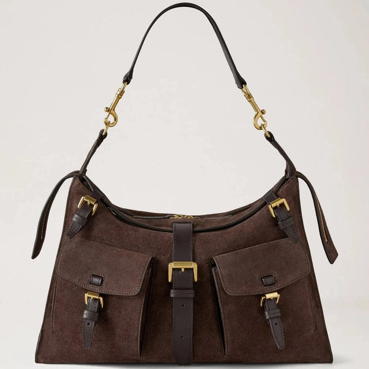 Mulberry Roxanne Shoulder Bag Chocolate Suede – HH0146/047F614