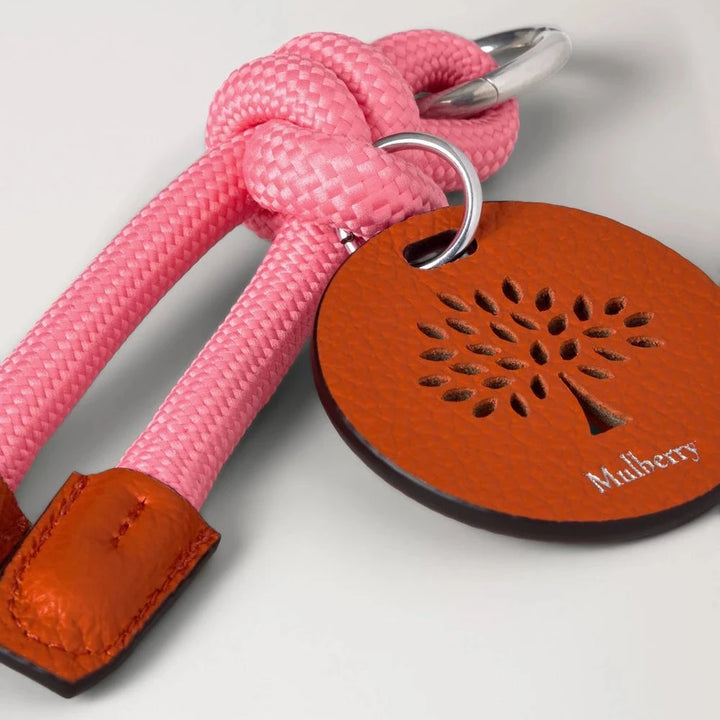 Mulberry Rope Keyring Pink & Coral Orange Mixed Material – produktbillede 2