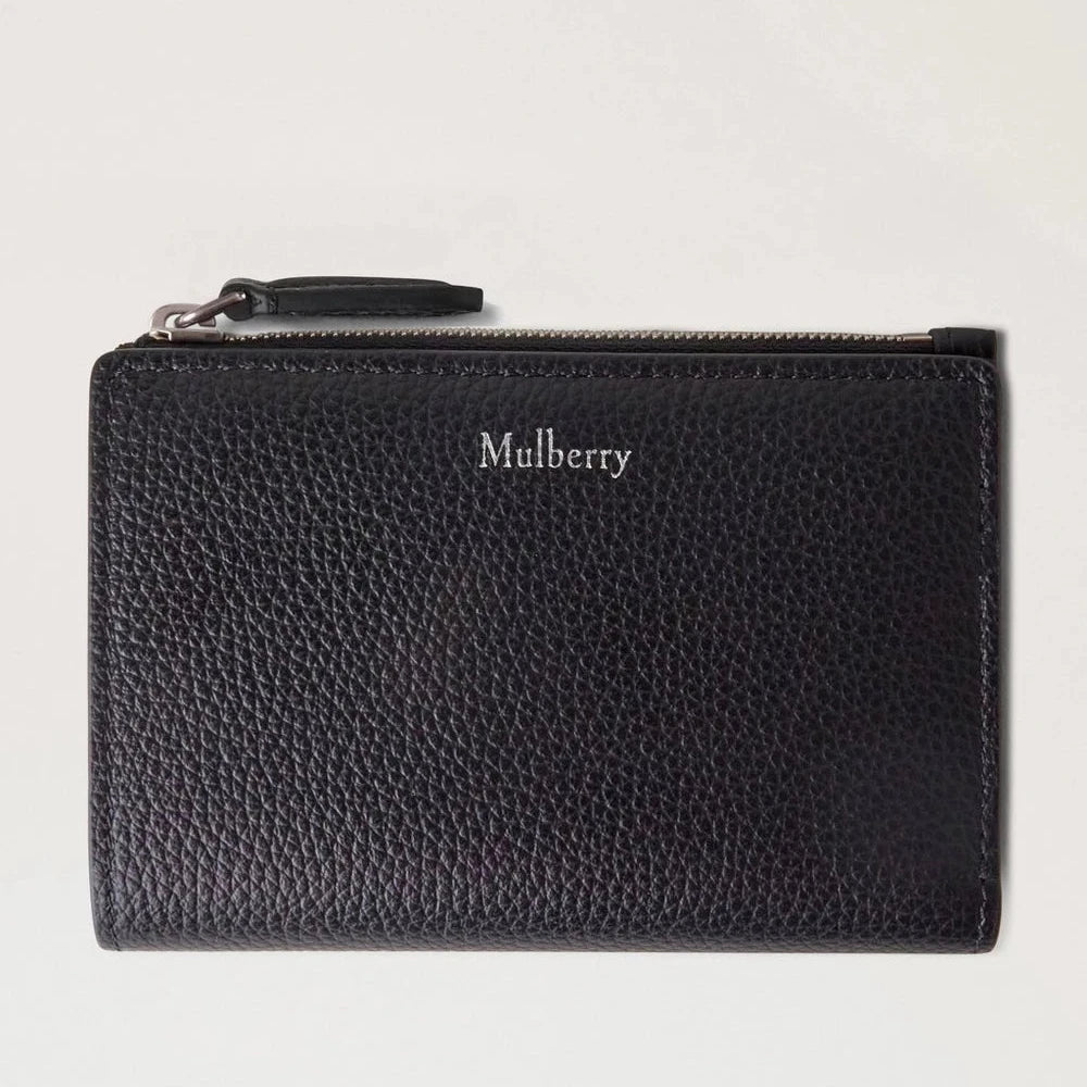 Mulberry Continental Bifold Zipped Wallet Black Small Classic Grain – RL8045/205A100