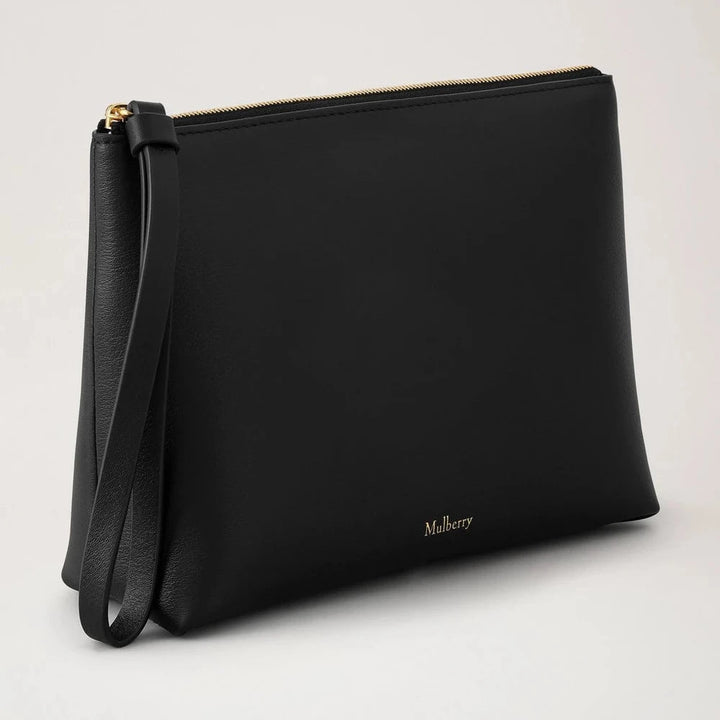 Mulberry Zipped Cosmetic Pouch Black Supple Smooth Leather – produktbillede 2