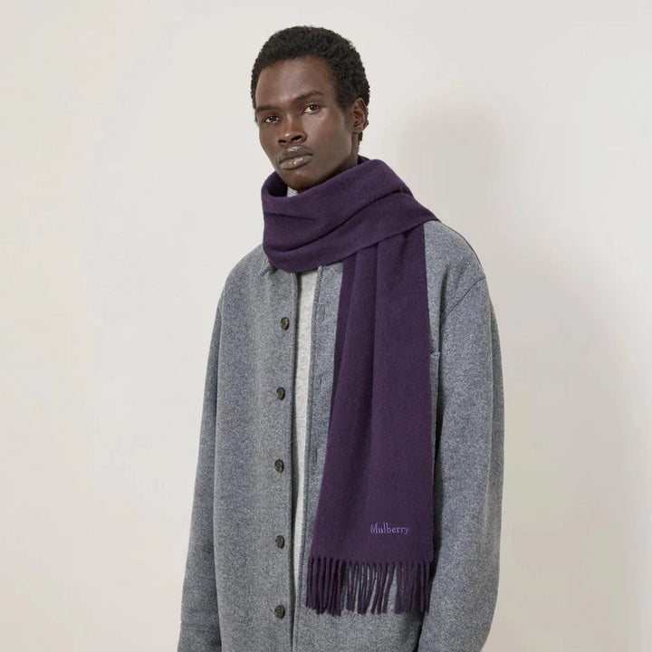 Mulberry Small Solid Merino Wool Scarf Deep Aubergine Merino Wool – produktbillede 2