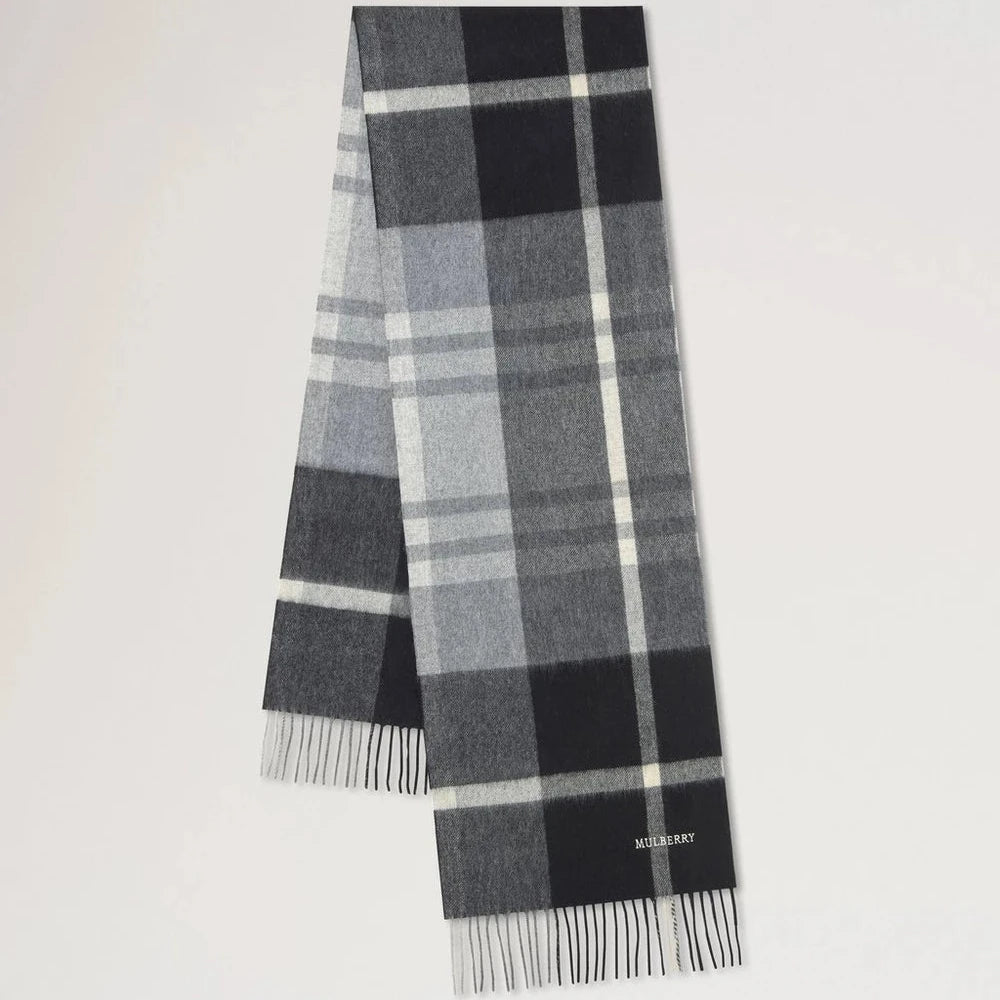 Small Check Merino Wool Scarf - Black & Foggy Grey – VS4319/890A938