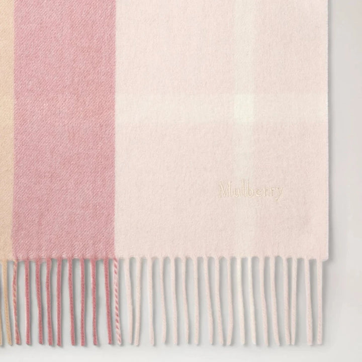 Mulberry Small Check Merino Wool Scarf Pink Scrumpy & Crumpet Merino Wool – produktbillede 2