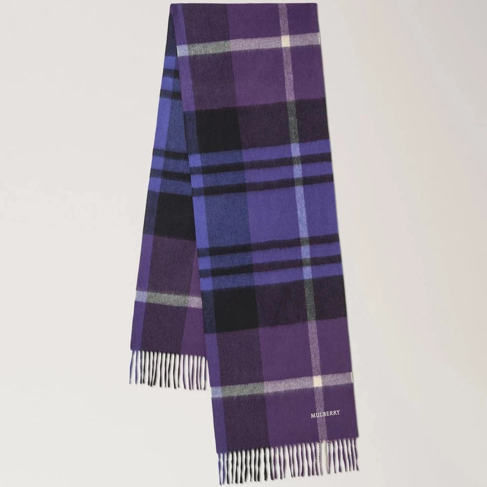 Mulberry Small Check Merino Wool Scarf -  Lilac & Amethyst – VS4319/890V193