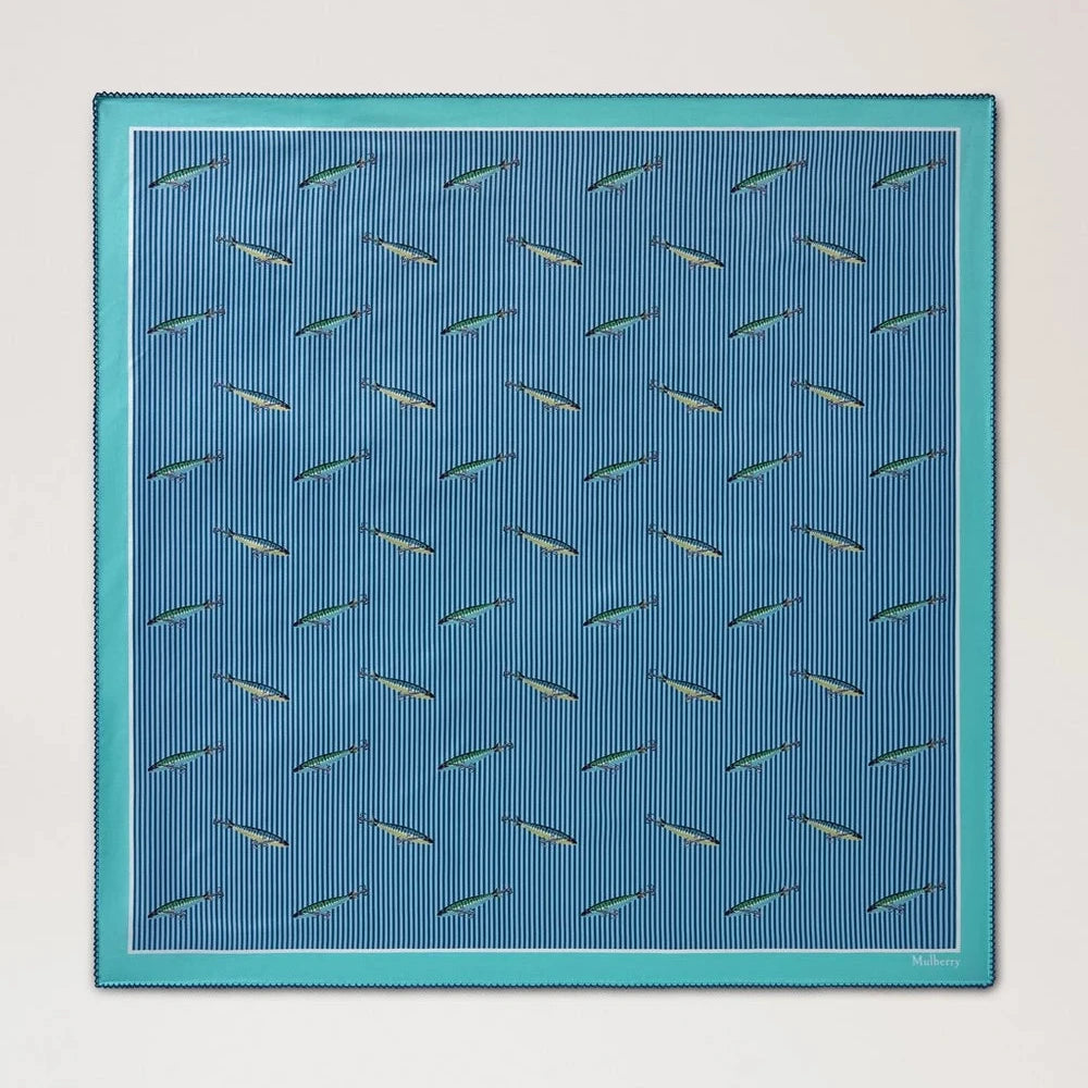 Mulberry Square Scarf - Fishing Lure Marina Blue Silk Twill – VS4891/209T629