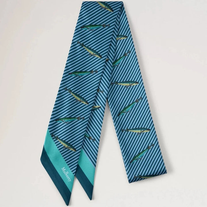 Mulberry Skinny Scarf - Fishing Lure Marina Blue Recycled Polyester – VS4900/217T629