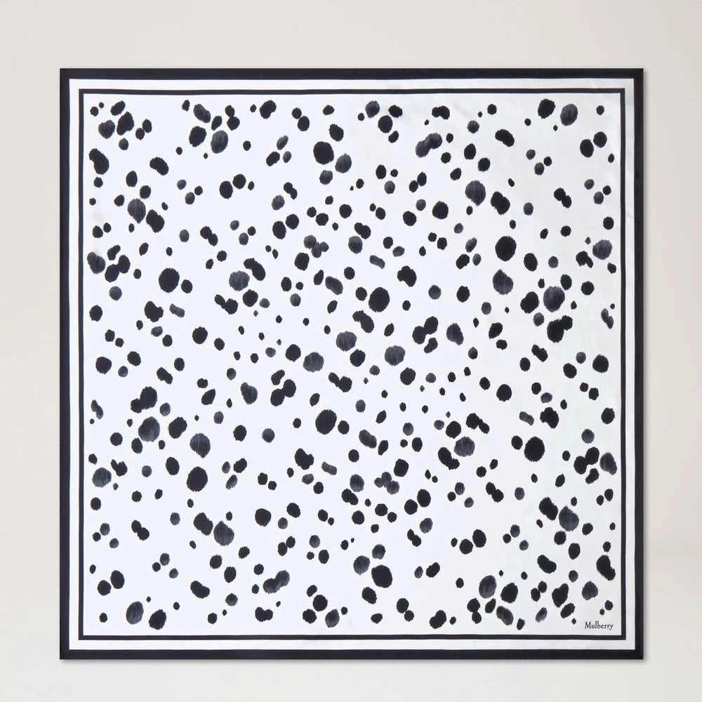 Mulberry Large Square Scarf - Dalmatian Black & Ecru Silk Twill – VS4904/226A504