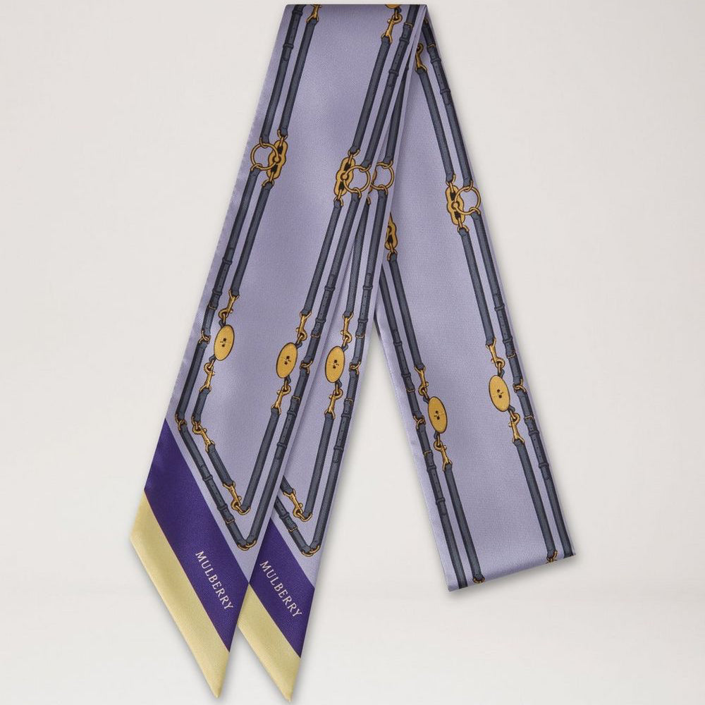 Mulberry Skinny Scarf - Belted Border Lilac Recycled Polyester – VS4911/162V110