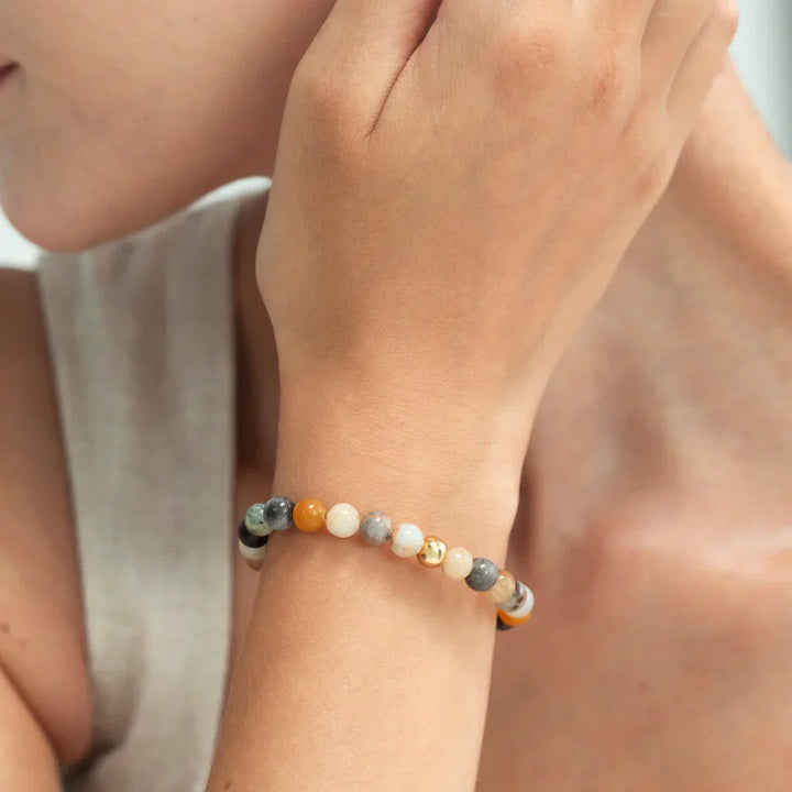 Alexander Lynggaard Armbånd Bamboo Leaf Agate Braided 6mm – produktbillede 2