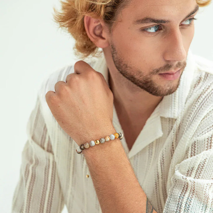 Alexander Lynggaard Armbånd Bamboo Leaf Agate Braided 8mm – produktbillede 2