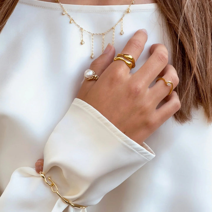 Aqua Dulce Wave Ring I Forgyldt – produktbillede 2