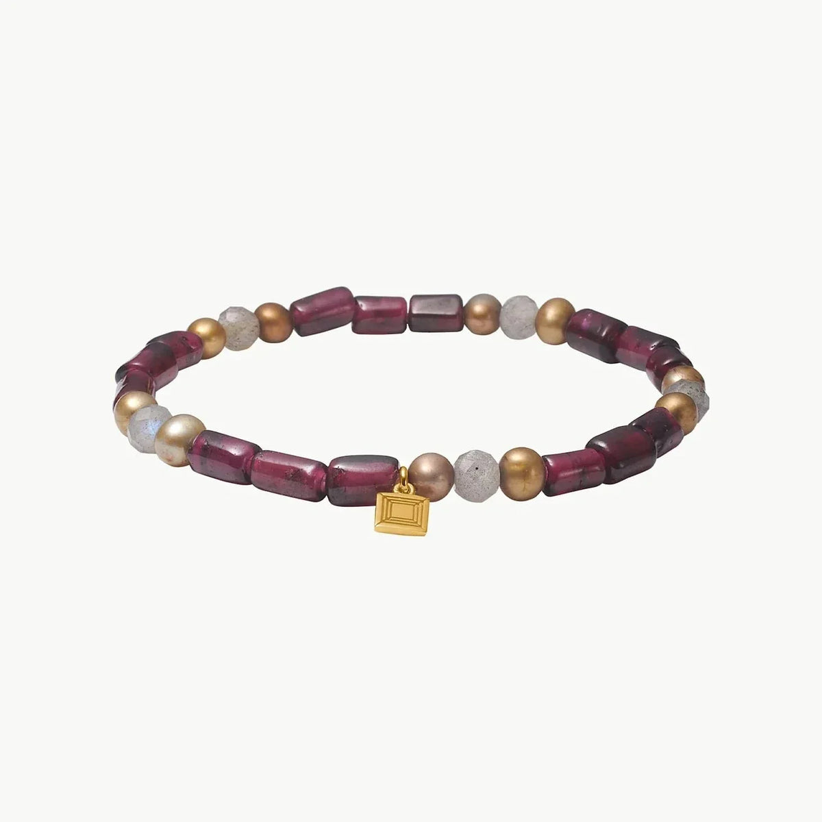 Carré Naomi Armbånd m. Granat, Gylden Perle & Labradorit – FB4657GABGLB
