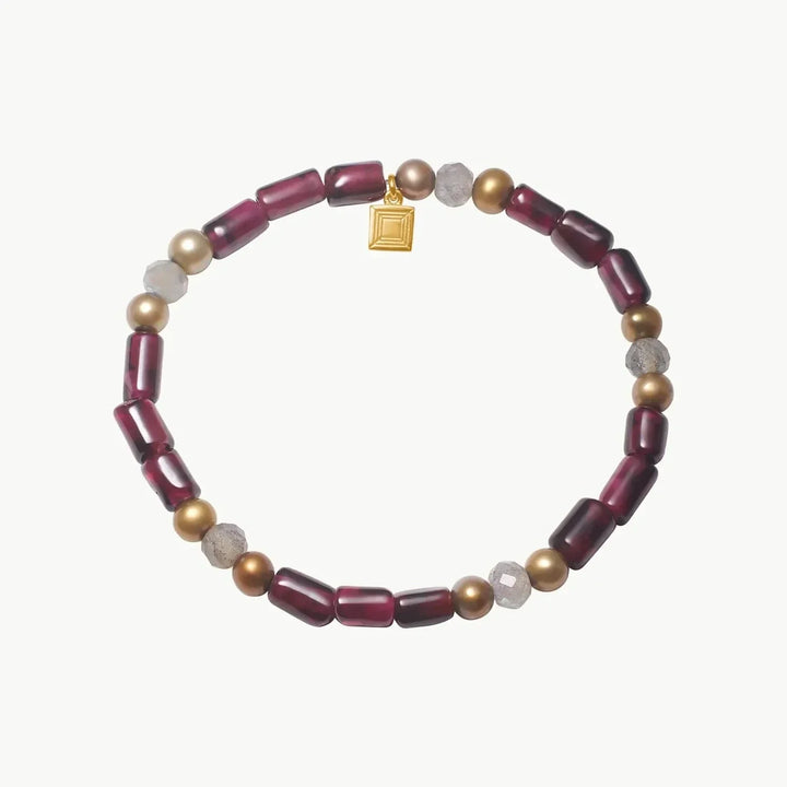 Carré Naomi Armbånd m. Granat, Gylden Perle & Labradorit – produktbillede 2