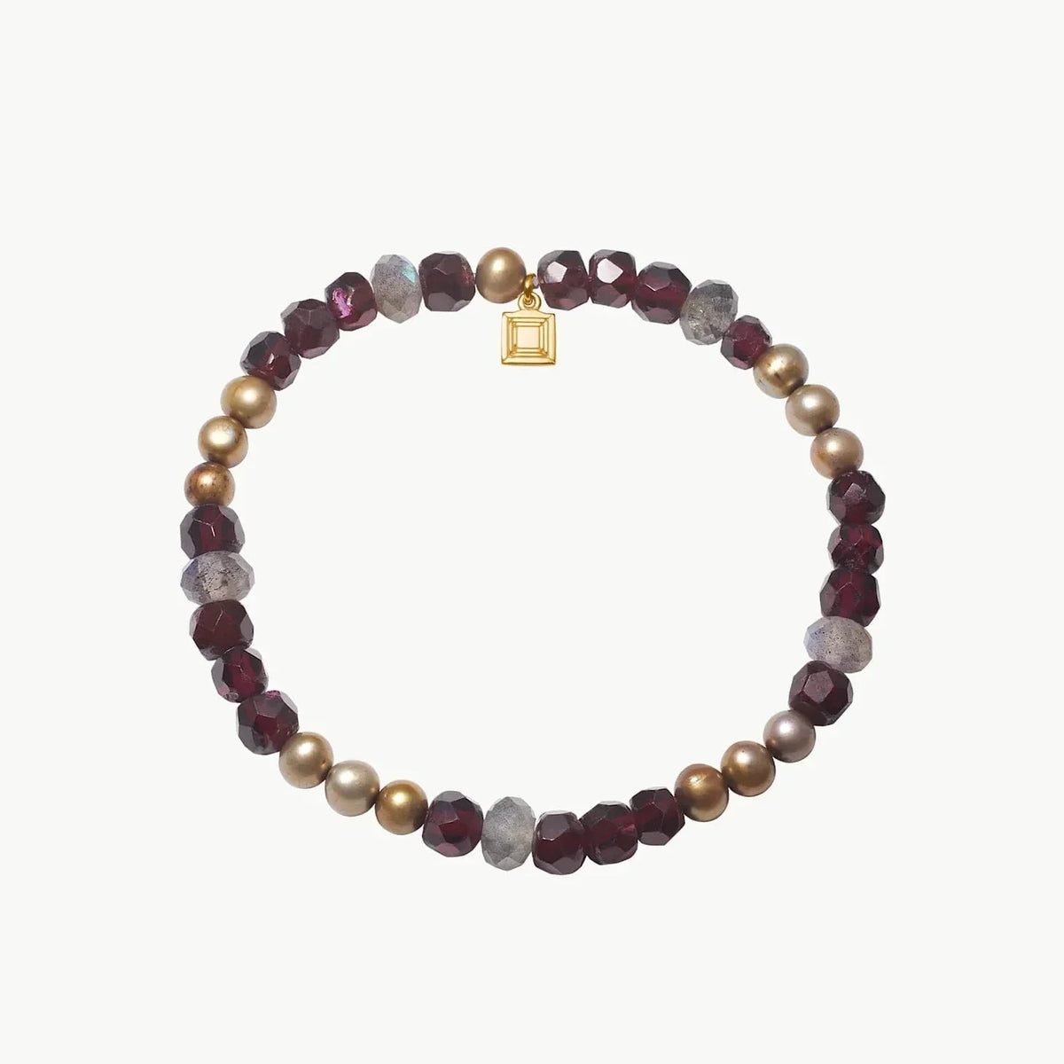 Carré Simone Armbånd m. Granat, Gylden Perle & Labradorit – FB4658GABGLB