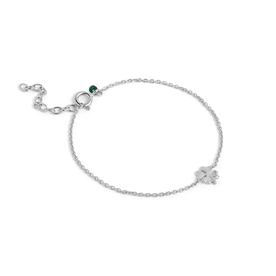 Enamel Four Leaf Clover Armbånd I Sølv – B148SM