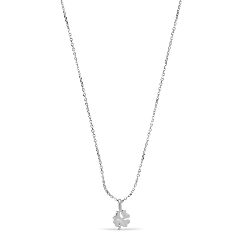 Enamel Four Leaf Clover Halskæde I Sølv – N138SM