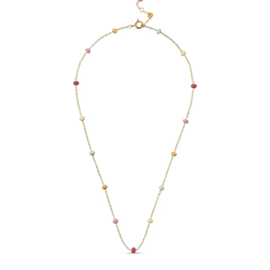 Enamel Lola Bold Halskæde - Rainbow I Forgyldt Sølv – N137G-Rainbow
