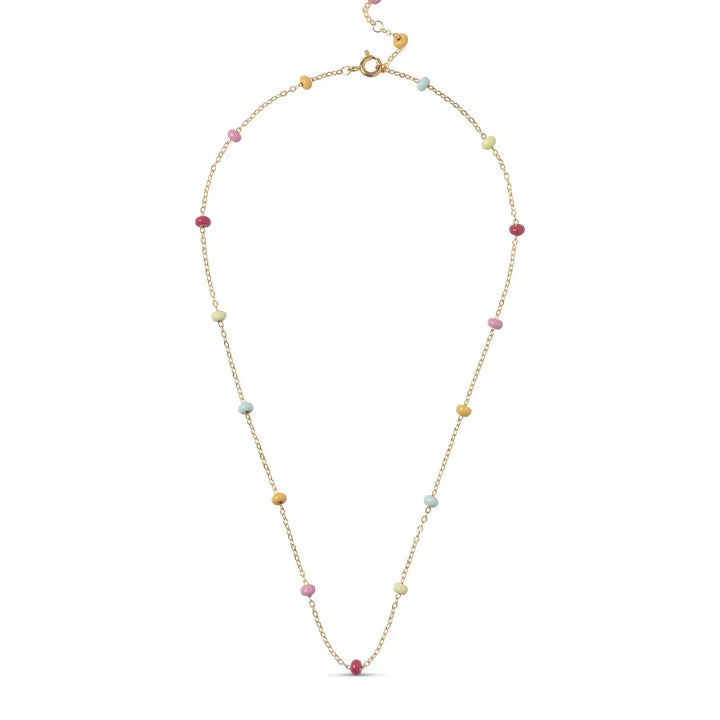 Enamel Lola Bold Halskæde - Rainbow I Forgyldt Sølv – N137G-Rainbow