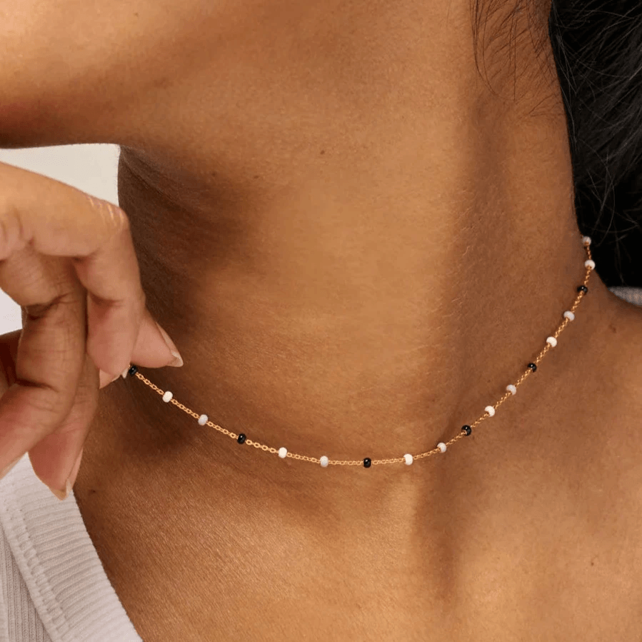 Enamel Lola Salt 'n' Pepper Necklace - N55G-SaltPepper – N55G-SaltPepper