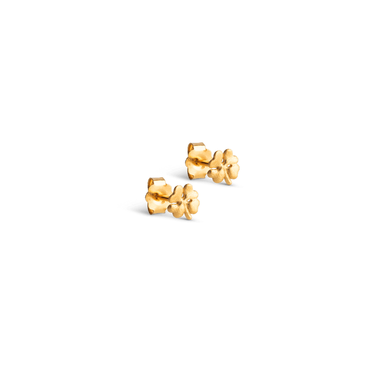 Enamel Organic Clover Små Firekløver Ørestikker i Forgyldt – produktbillede 2