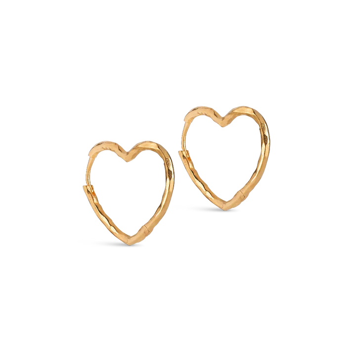 Enamel Organic Heart Medium Hoops I Forgyldt Sølv – E414GM