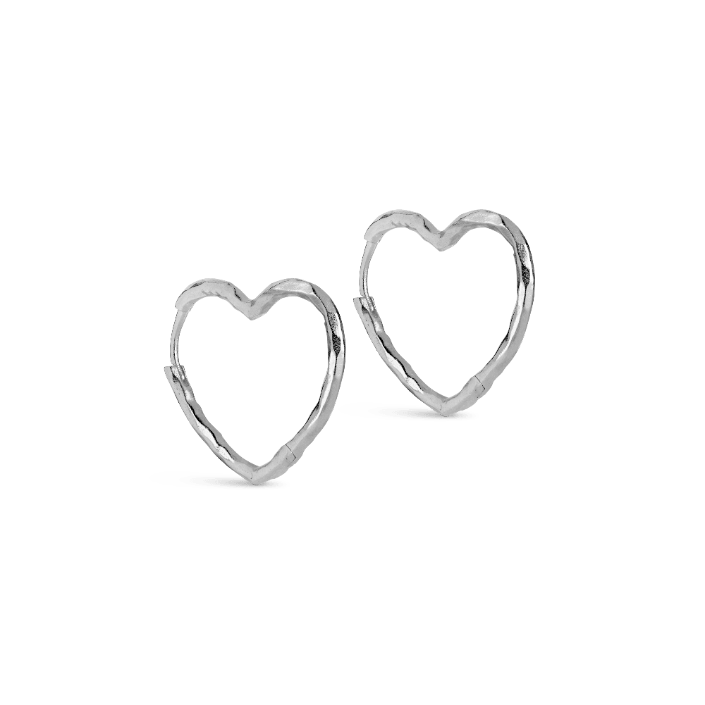 Enamel Organic Heart Medium Hoops i Sølv – E414SM