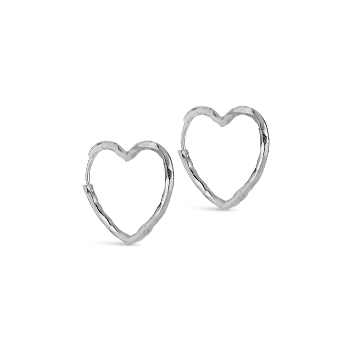 Enamel Organic Heart Medium Hoops i Sølv – E414SM