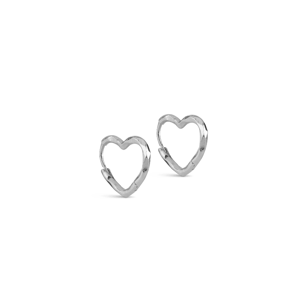 Enamel Organic Heart Small Hoops i Sølv – E413SM