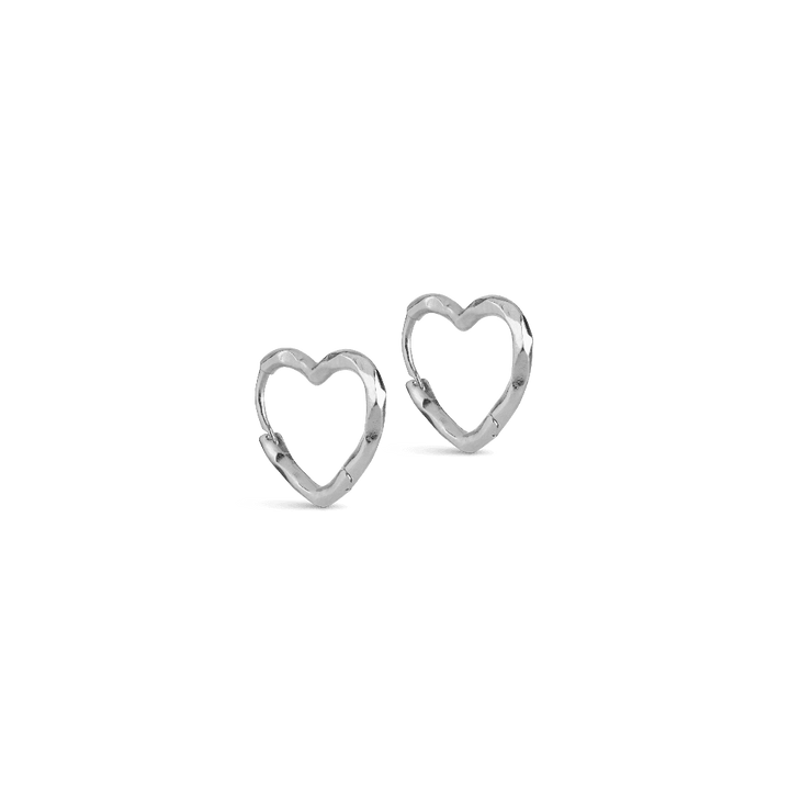 Enamel Organic Heart Small Hoops i Sølv – E413SM