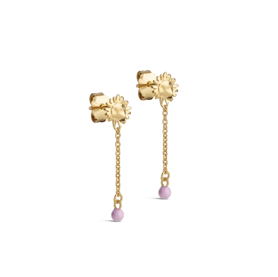 Enamel Sunshine Drop Earrings Pink – E423G-Pink