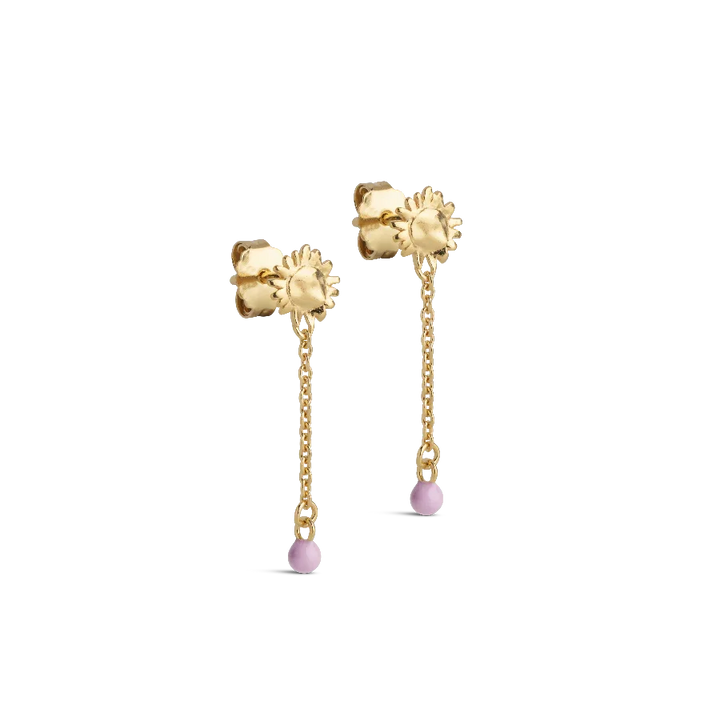 Enamel Sunshine Drop Earrings Pink – E423G-Pink