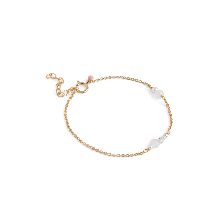 Enamel White and Pearls Forgyldt Armbånd – B136G-White