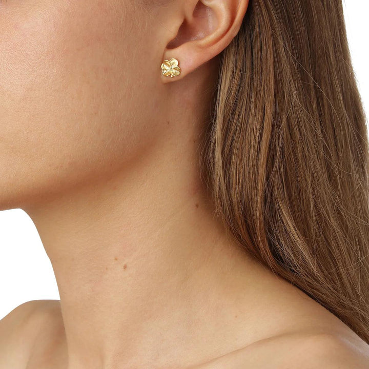 Flora Danica Firkløver Ørestikkere 18kt Guld – produktbillede 2