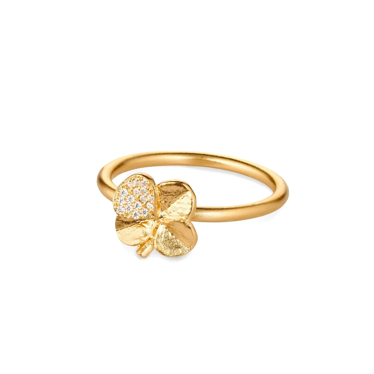 Flora Danica Firkløver Ring Pave Forgyldt – 907.FLC-RI-G-PAVE-001