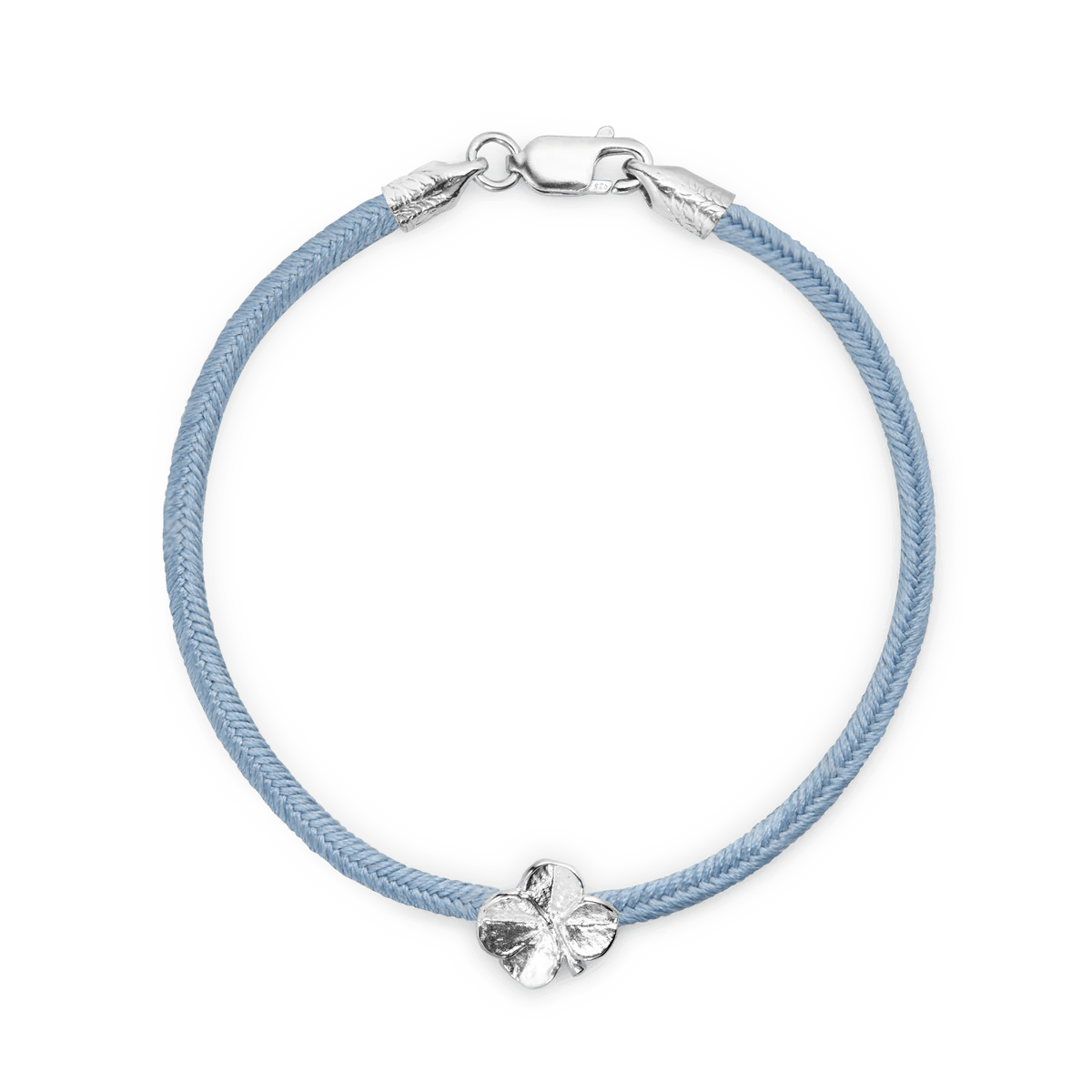 Flora Danica Firkløver Silke Armbånd Blå - Sølv – 907.FLC-SILK-BLUE-S-001