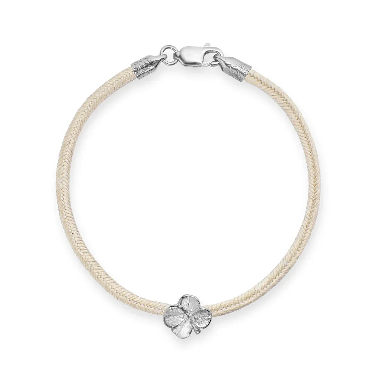 Flora Danica Firkløver Silke Armbånd Champagne - Sølv – 907.FLC-Silk-Champagne-S-001