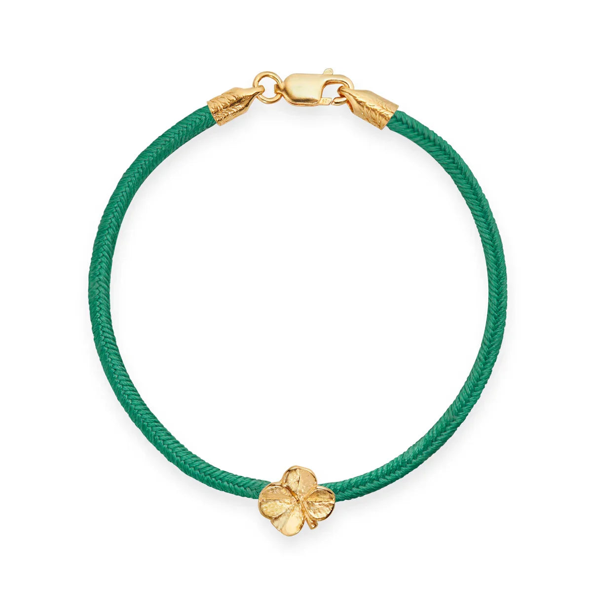 Flora Danica Firkløver Silke Armbånd Mørkegrøn - Forgyldt – 907.FLC-Silk-Darkgreen-G-001