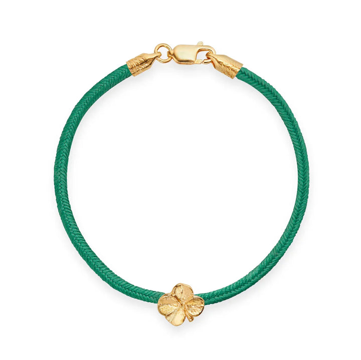 Flora Danica Firkløver Silke Armbånd Mørkegrøn - Forgyldt – 907.FLC-Silk-Darkgreen-G-001