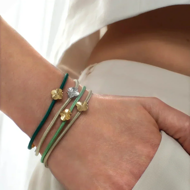 Flora Danica Firkløver Silke Armbånd Mørkegrøn - Forgyldt – produktbillede 3
