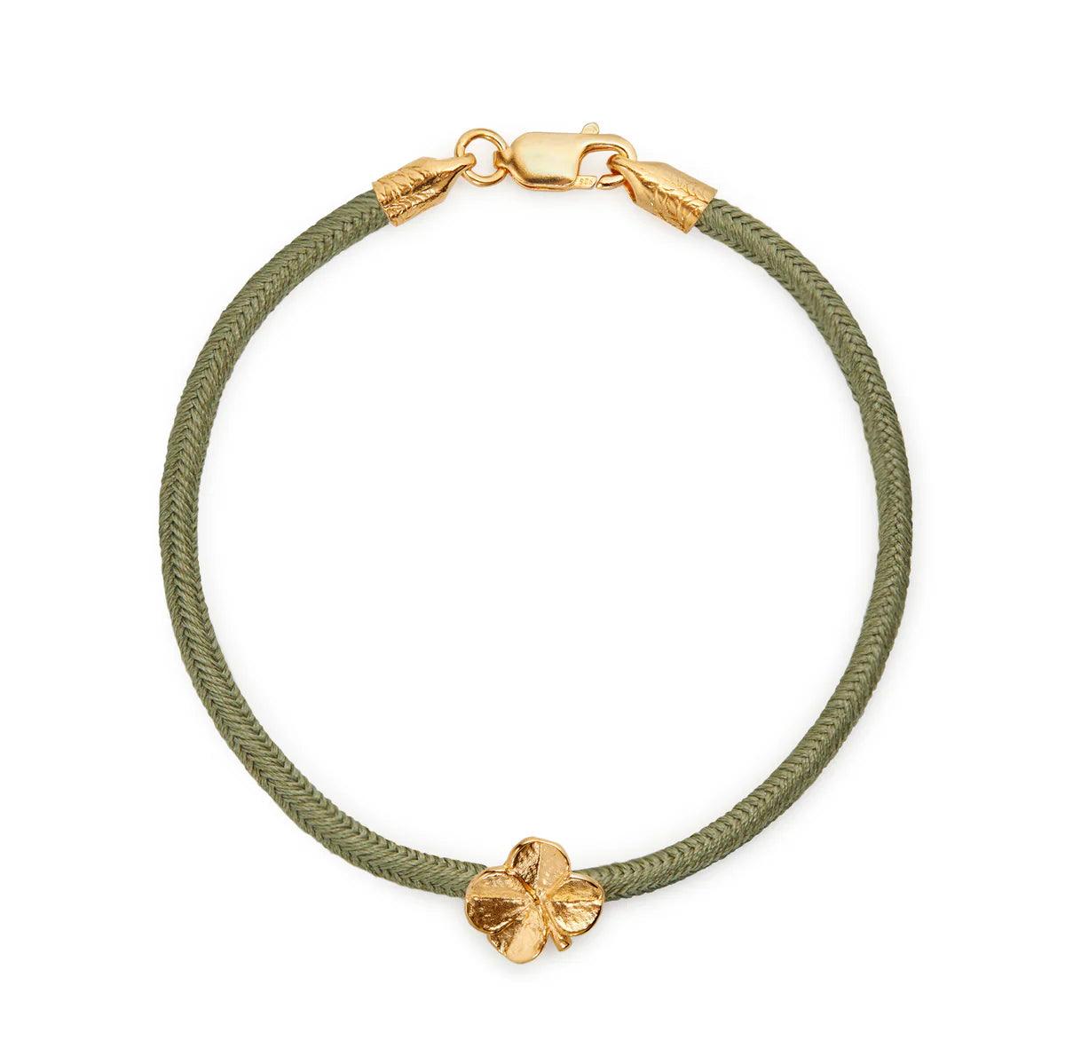 Flora Danica Firkløver Silke Armbånd Oliven - Forgyldt – 907.FLC-SILK-OLIVE-G-001