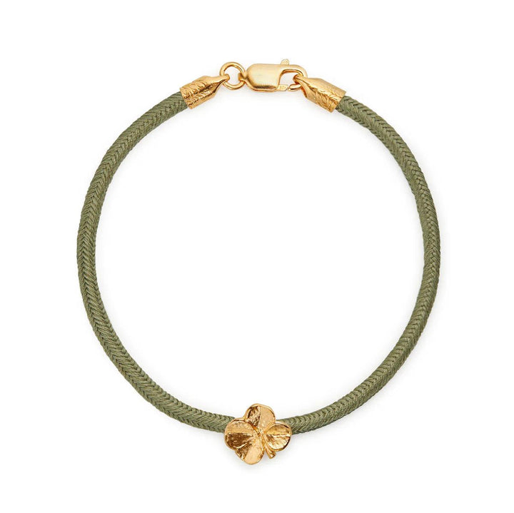 Flora Danica Firkløver Silke Armbånd Oliven - Forgyldt – 907.FLC-SILK-OLIVE-G-001